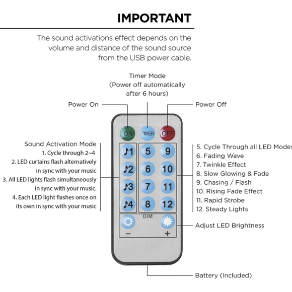Music Reactive Warm White Cascading LED Lighting Curtain Lights, New, 3.5 x5 Ft - Picture 8 of 8